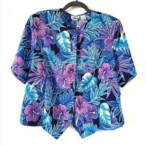 Vintage Floral Short Sleeve Button Down Shirt